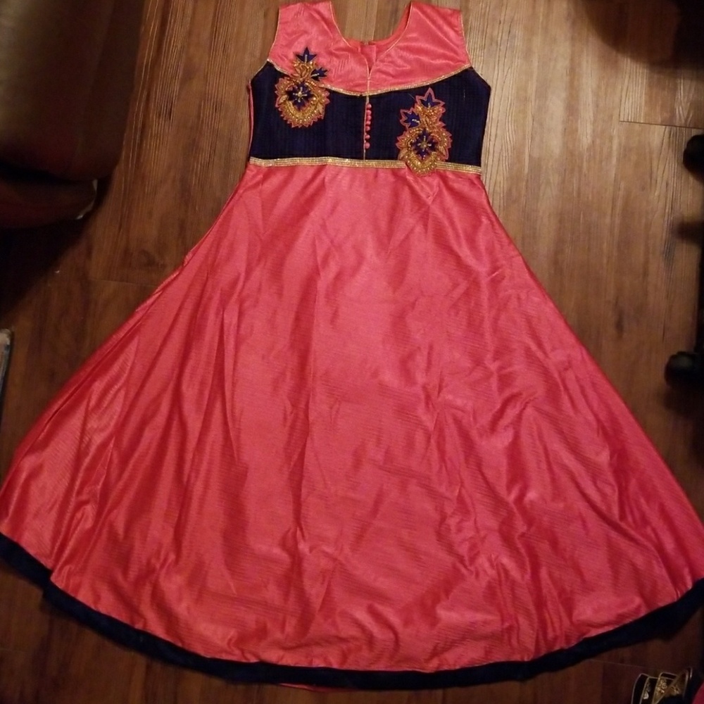 🔥NWOT Coral & Navy Indian Paki Anarkali🔥